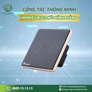 Công tắc thông minh Homegy BLE 2 nút kính phẳng