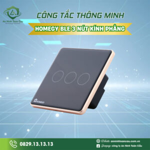 Công tắc thông minh Homegy BLE 3 nút kính phẳng